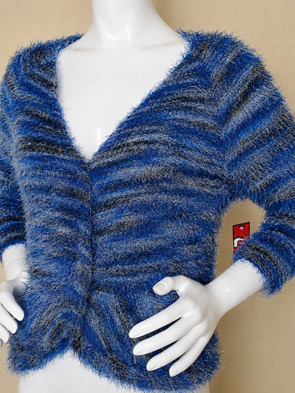 Jennifer Lopez Blue Long Sleeve Twist Relaxed Unhemmed Cardigan Sweater SZ XS